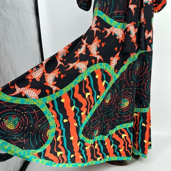 Vintage Black and Orange Maxi Dress - Picture 12 of 16